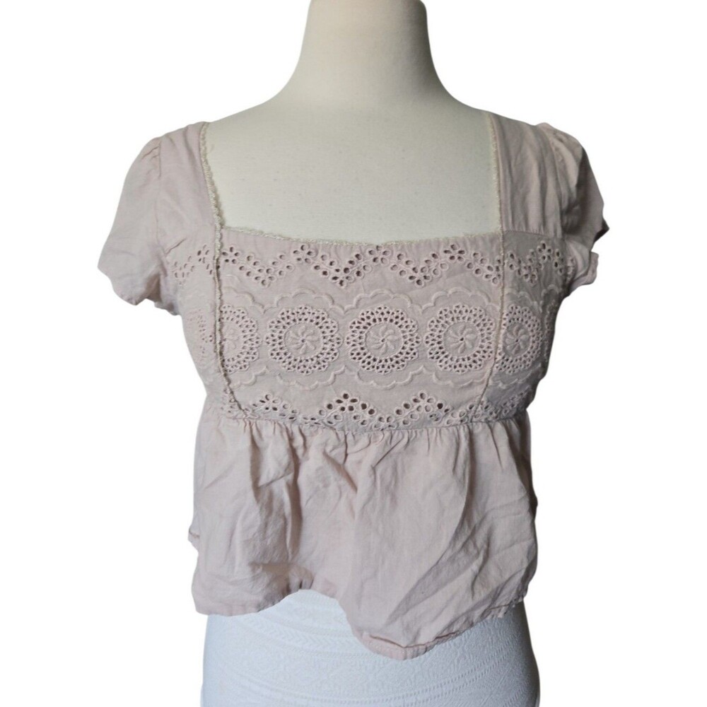 Urban Romantics Cotton Eyelet Crop Top - M